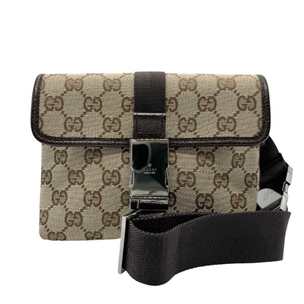 Gucci Body Bag Waist GG Canvas Waist Bag Beige Brown